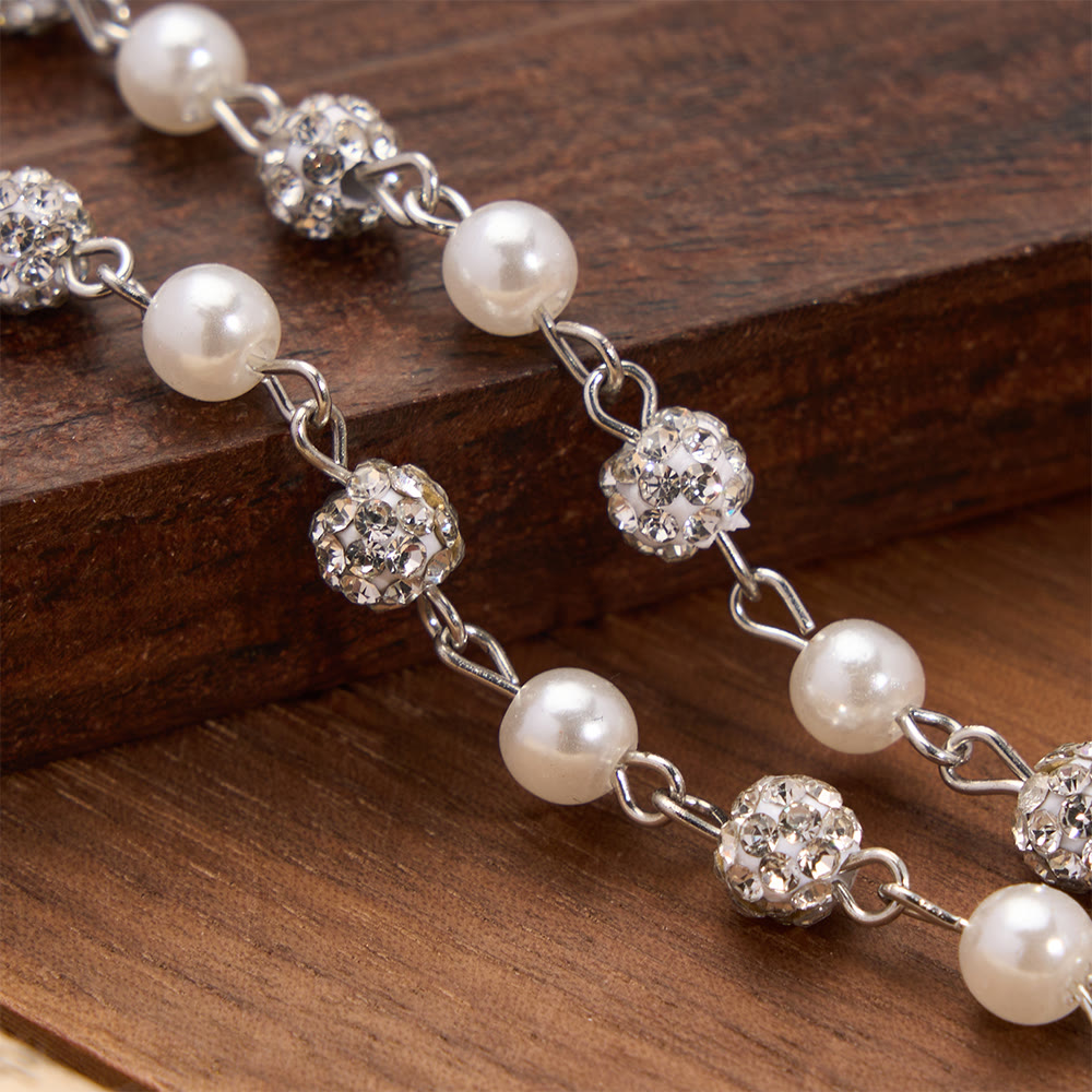 FREE Today: Alternating Pearl & Pave Crystal Bead Rosary-Style Cross Necklace: A Symbol of Sacred Devotion - image 6
