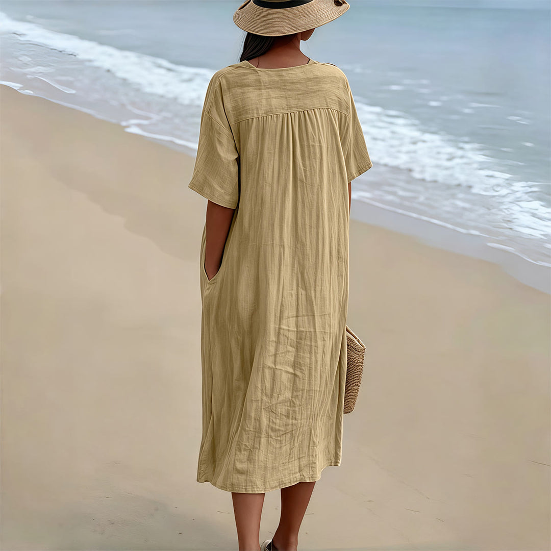 Christianartworkshop Jesus Script Cross & Sunflower Floral V-Neck Short Sleeve Midi Dress - image 10