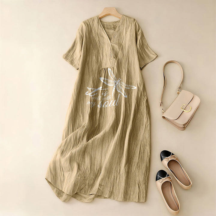 Christianartworkshop Summer Beach Faith Verse Dragonfly V-Neck Short Sleeve Midi Dress - image 11
