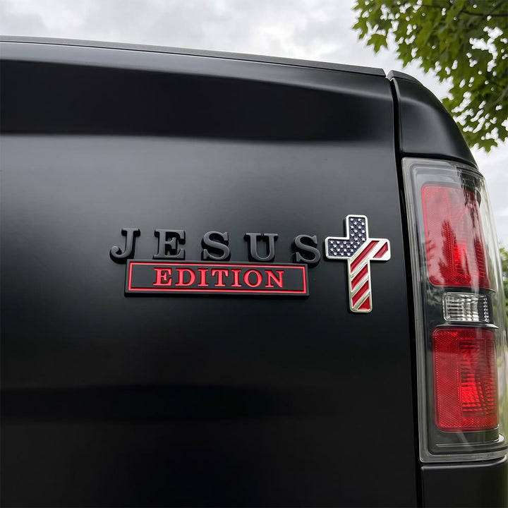 Christianartworkshop 3D Metal Jesus Edition Letter Car Emblem with US Flag Pattern Cross: A Symbol of Faith & National Honor - image 7