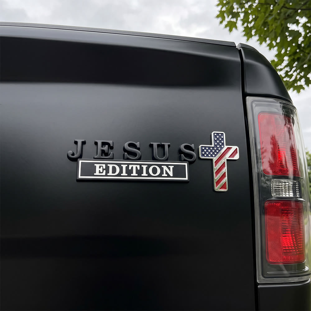 FREE Today: 3D Metal Jesus Edition Letter Car Emblem with US Flag Pattern Cross: A Symbol of Faith & National Honor - image 5