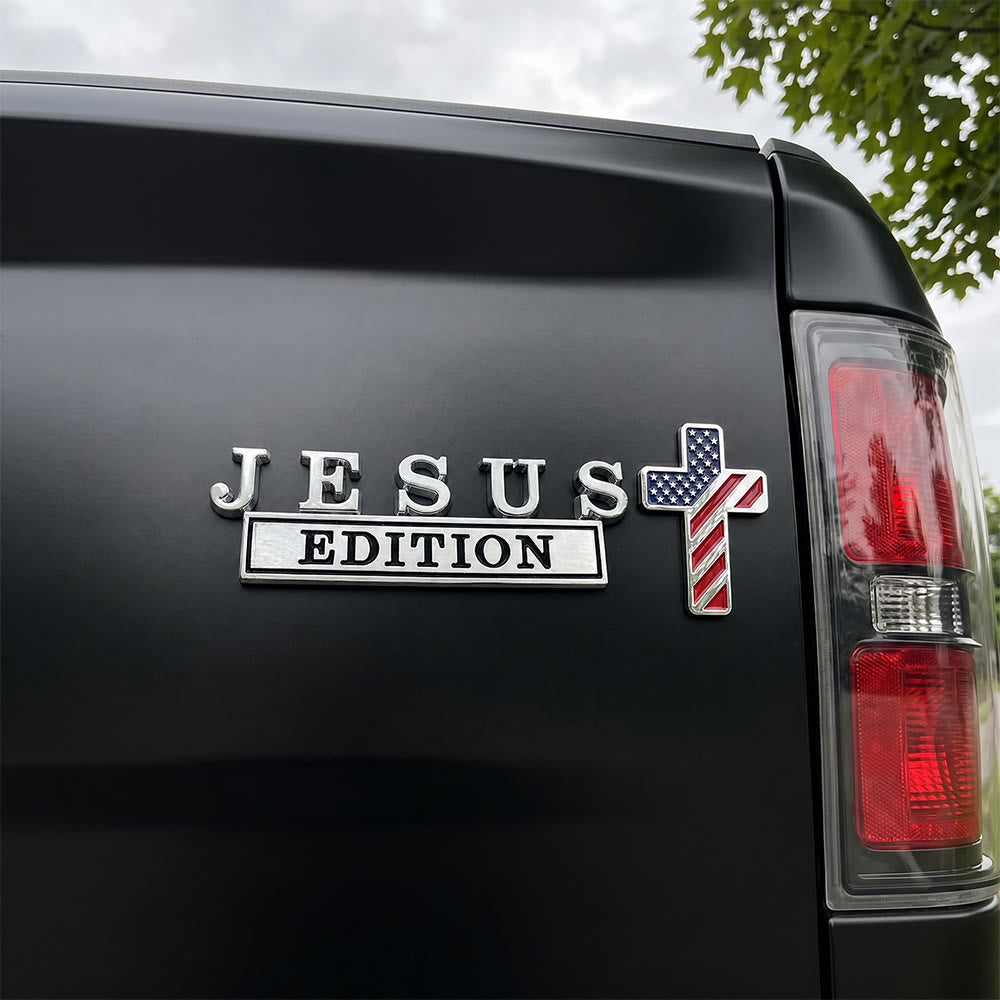 FREE Today: 3D Metal Jesus Edition Letter Car Emblem with US Flag Pattern Cross: A Symbol of Faith & National Honor - image 3