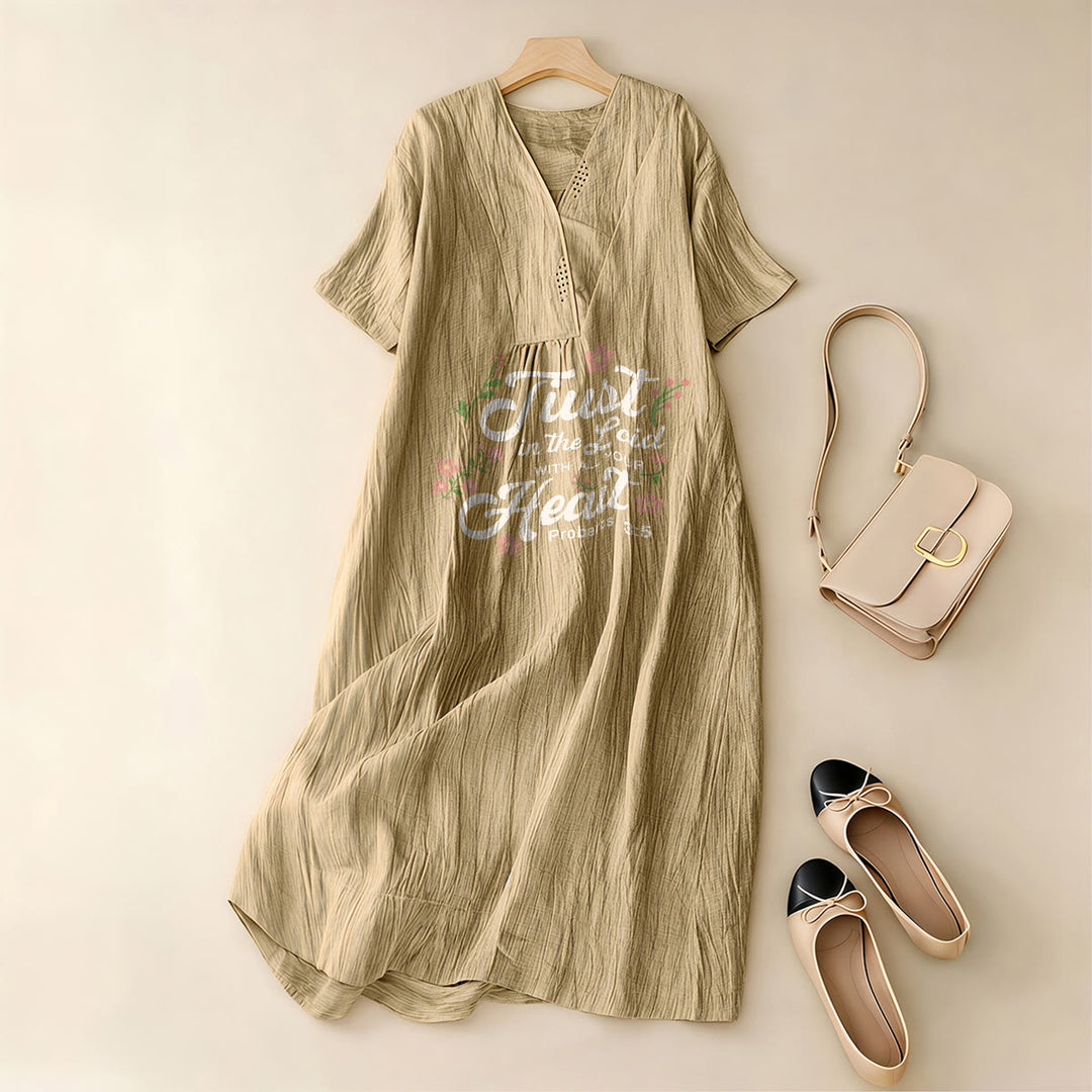 Christianartworkshop Trust In The Lord With All Your Heart Proverbs 3:5 Floral V-Neck Midi Dress - image 17
