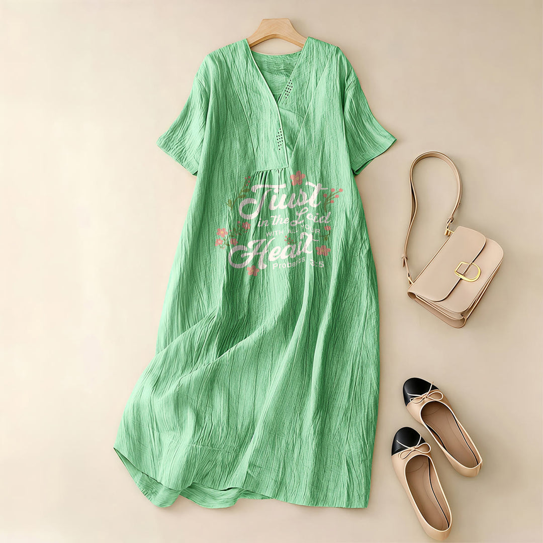 Christianartworkshop Trust In The Lord With All Your Heart Proverbs 3:5 Floral V-Neck Midi Dress - image 8