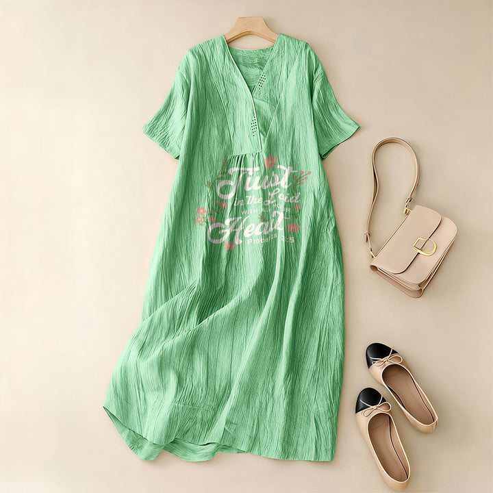 Christianartworkshop Trust In The Lord With All Your Heart Proverbs 3:5 Floral V-Neck Midi Dress - image 8