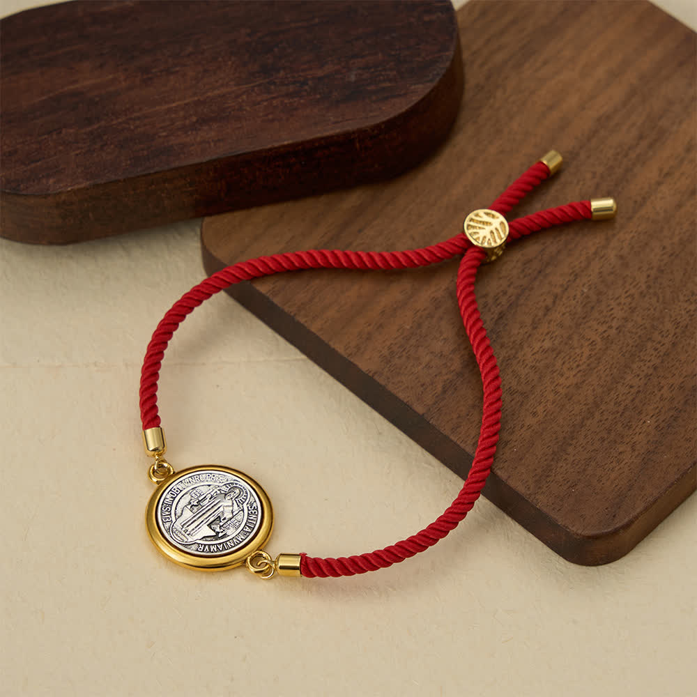 Christianartworkshop St. Benedict Medal Braided Cord Bracelet in Assorted Colors: A Symbol of Divine Protection - image 3