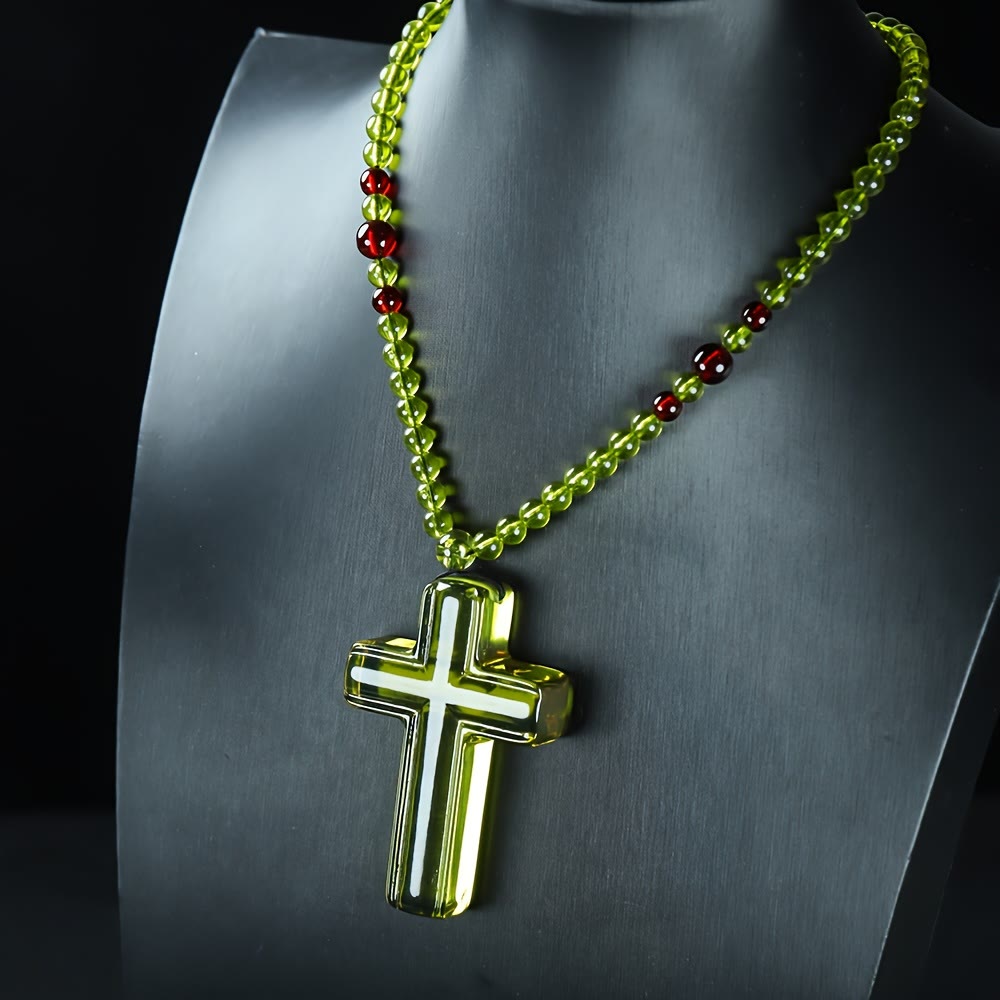 FREE Today: Solid Glossy Resin Amber-Style Cross Pendant with Alternate Bead Adjustable Cord Necklace - image 4