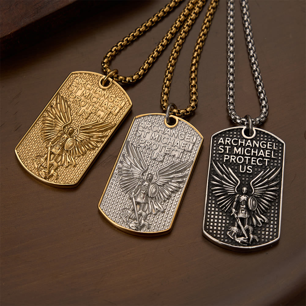 Christianartworkshop St. Michael Dog Tag Necklace – Dual-Sided