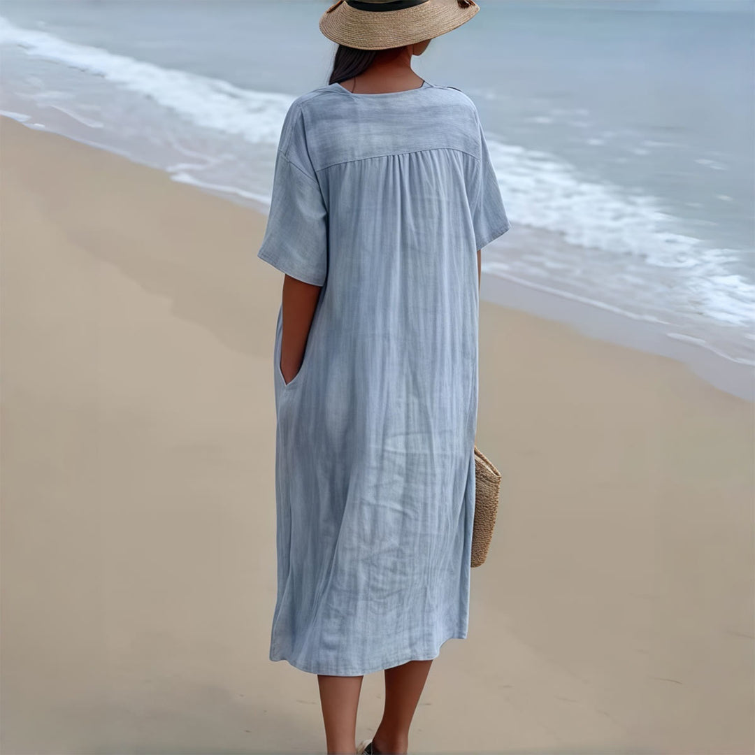 Christianartworkshop "I Will Sing Of The Goodness Of God" Psalm 89:1 Bird Branch Print V-Neck Short Sleeve Midi Dress - image 1