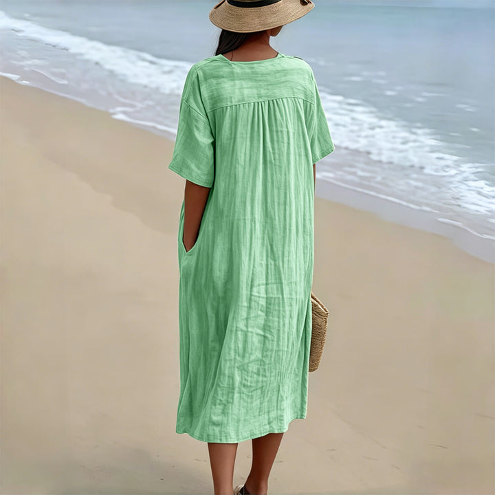 Christianartworkshop Classic "His Grace Still Finds Me" Plaid Print V-Neck Loose Midi Dress - image 14