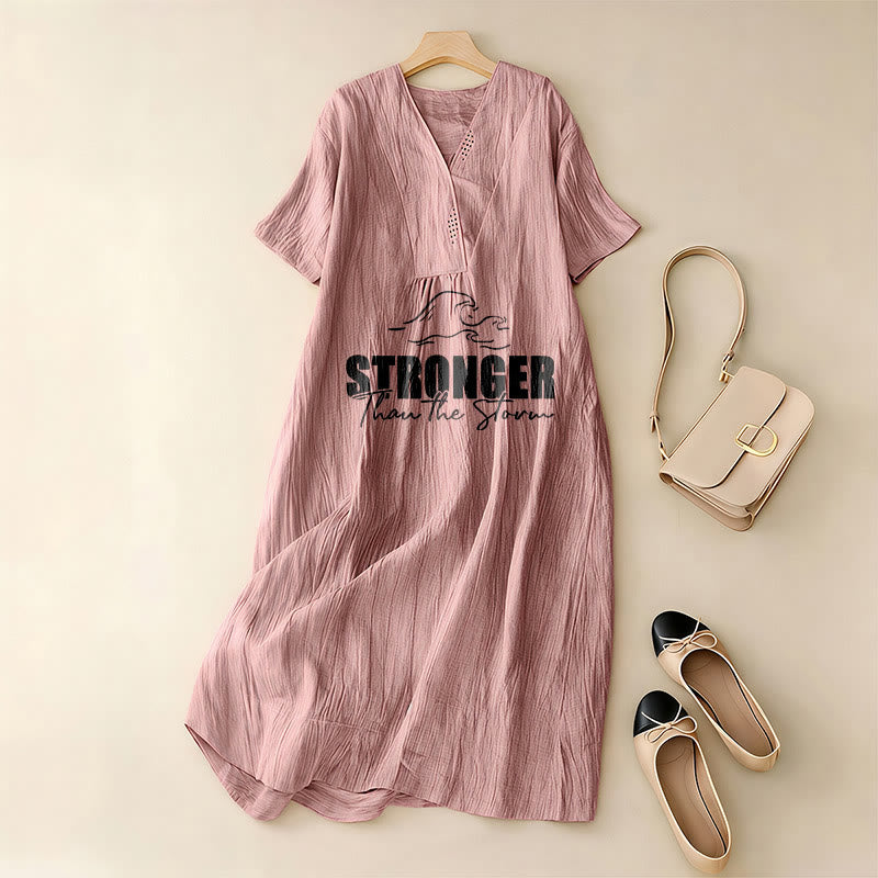 Christianartworkshop "Stronger Than The Storm" Wave Graphic V-Neck Short Sleeve Midi Dress - image 13