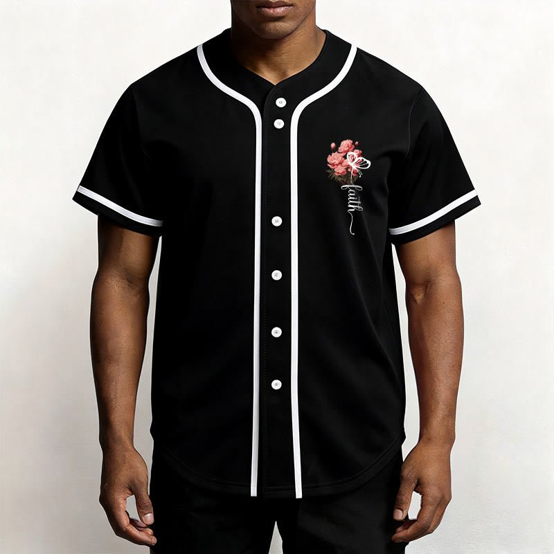 Christianartworkshop "Perhaps You Were Created For Such A Time As This" Esther 4:14 Peony Faith Print Button-Up Baseball Jersey - image 8