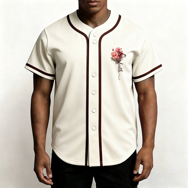 Christianartworkshop "Perhaps You Were Created For Such A Time As This" Esther 4:14 Peony Faith Print Button-Up Baseball Jersey - image 15