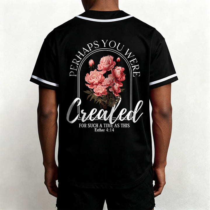 Christianartworkshop "Perhaps You Were Created For Such A Time As This" Esther 4:14 Peony Faith Print Button-Up Baseball Jersey - image 11