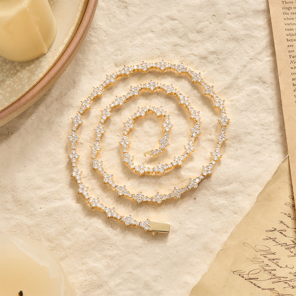 Christianartworkshop Cluster Paved Zircon Star-Shaped Cross Link Bracelet & Single Strand Necklace - Golden - Necklace 24''/60CM - image 3