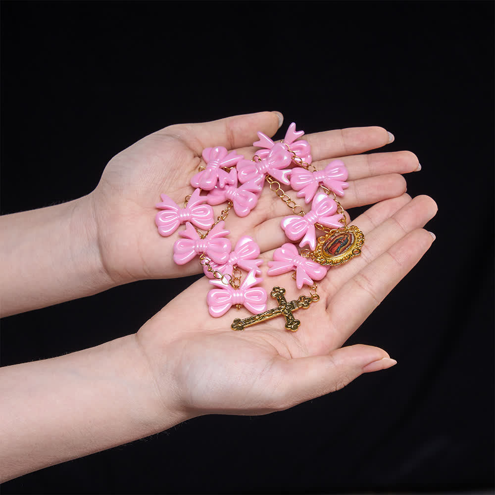 Christianartworkshop Our Lady of Guadalupe Pink Bow Rosary: Carry Her Gentle Blessings - image 1