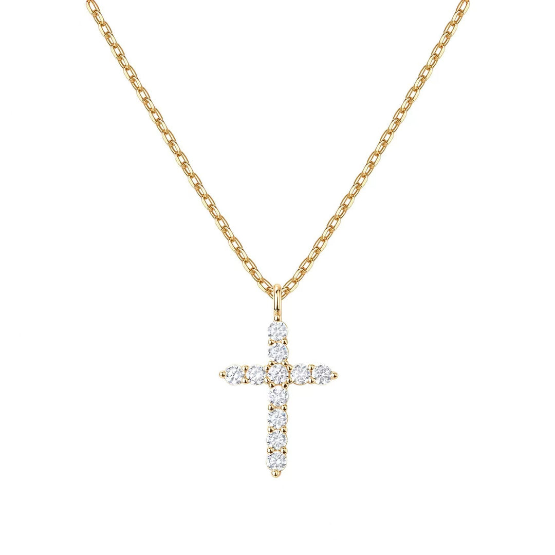 FREE Today: Minimalist Zircon Cross Necklace in Gold and Silver Tones: A Reminder of Subtle Divine Grace - Golden - image 0