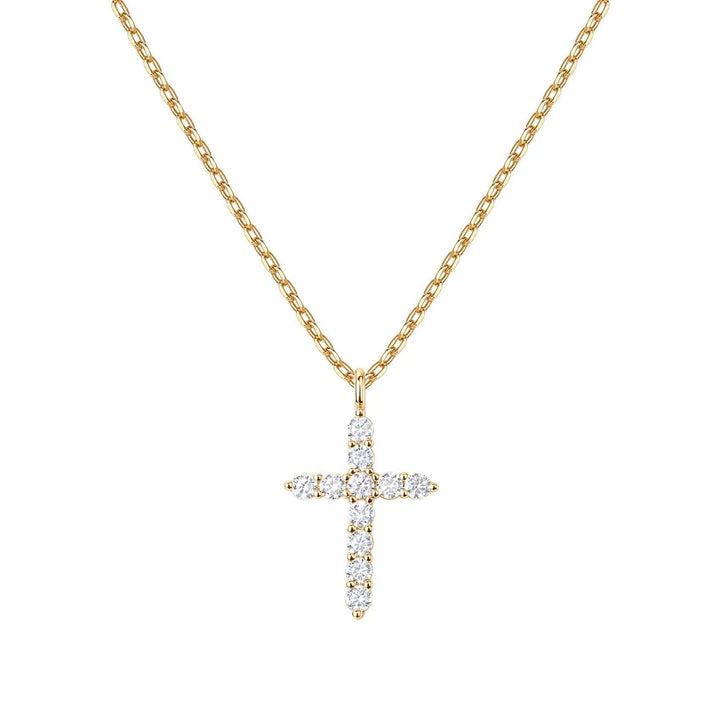 FREE Today: Minimalist Zircon Cross Necklace in Gold and Silver Tones: A Reminder of Subtle Divine Grace - Golden - image 0