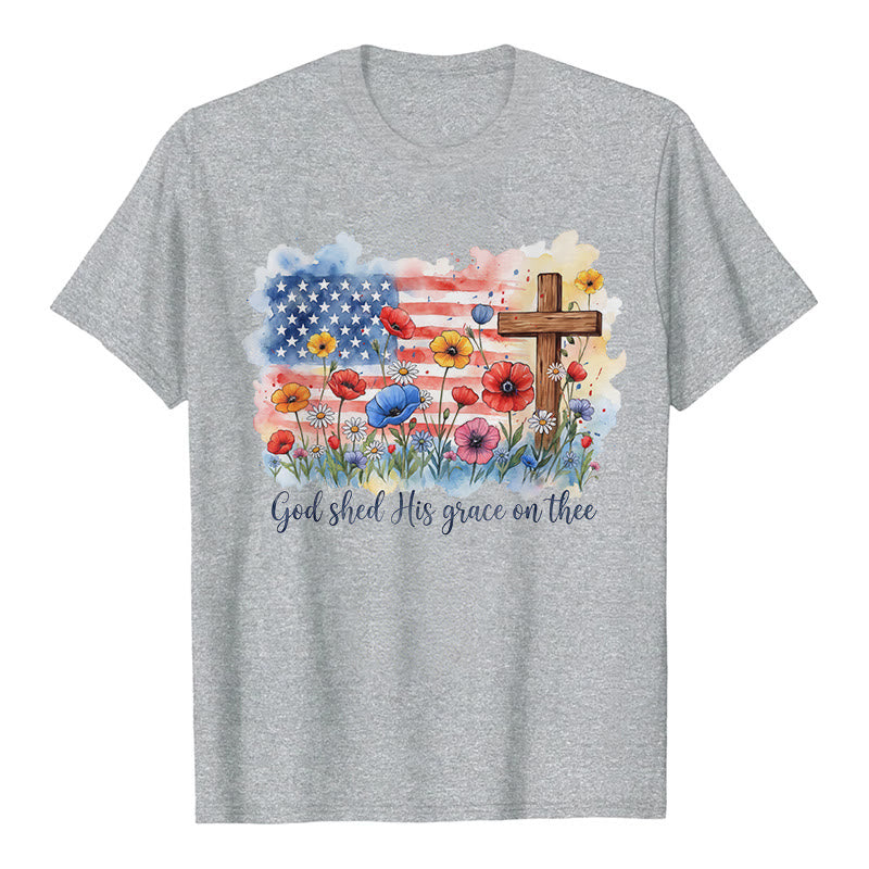 Christianartworkshop Independence Day & Church Outfit Watercolor Patriotic Faith Premium Short Sleeve T-Shirt - Grey - 2XL - image 0