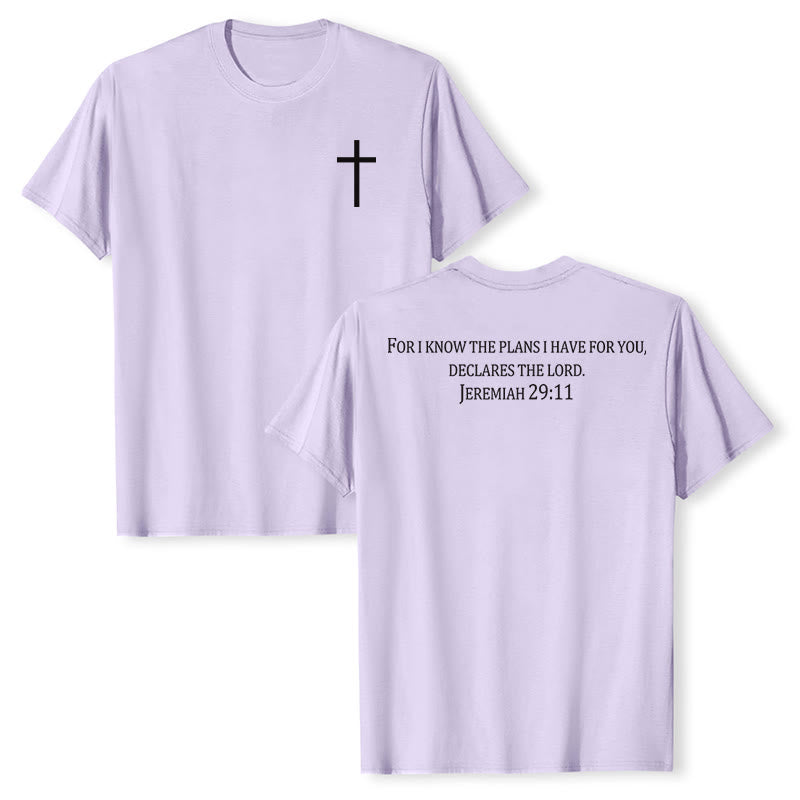 Christianartworkshop For I Know The Plans I Have For You Jeremiah 29:11 Front Chest Cross Back Scripture Premium Short Sleeve T-Shirt - Light Green - 2XL - image 12