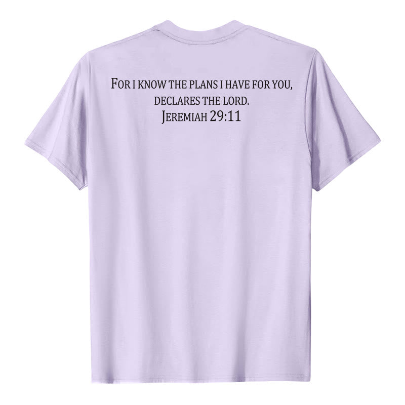 Christianartworkshop For I Know The Plans I Have For You Jeremiah 29:11 Front Chest Cross Back Scripture Premium Short Sleeve T-Shirt - image 14