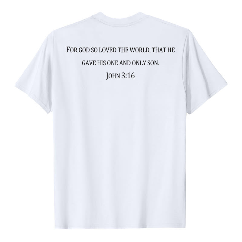 Christianartworkshop John 3:16 For God So Loved The World Front Chest Cross Back Scripture Premium Short Sleeve T-Shirt - image 8
