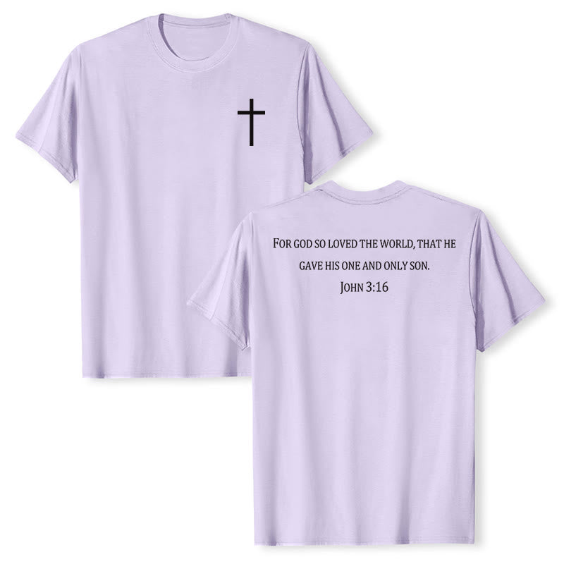 Christianartworkshop John 3:16 For God So Loved The World Front Chest Cross Back Scripture Premium Short Sleeve T-Shirt - Purple - 2XL - image 12
