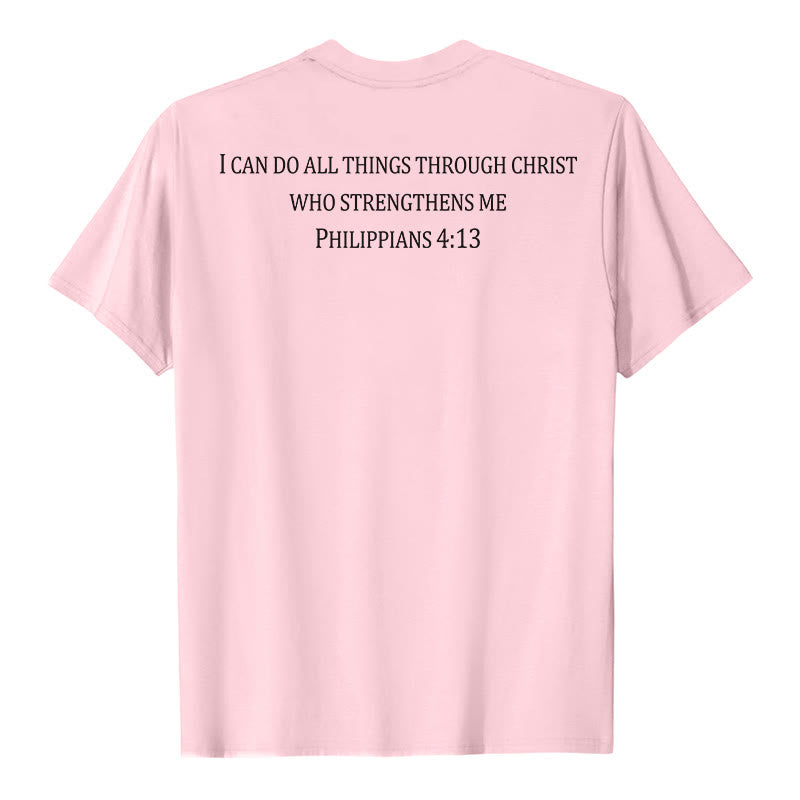 Christianartworkshop Classic Strength Promise Scripture Front & Back Printed Christian Premium Short Sleeve T-Shirt - image 11