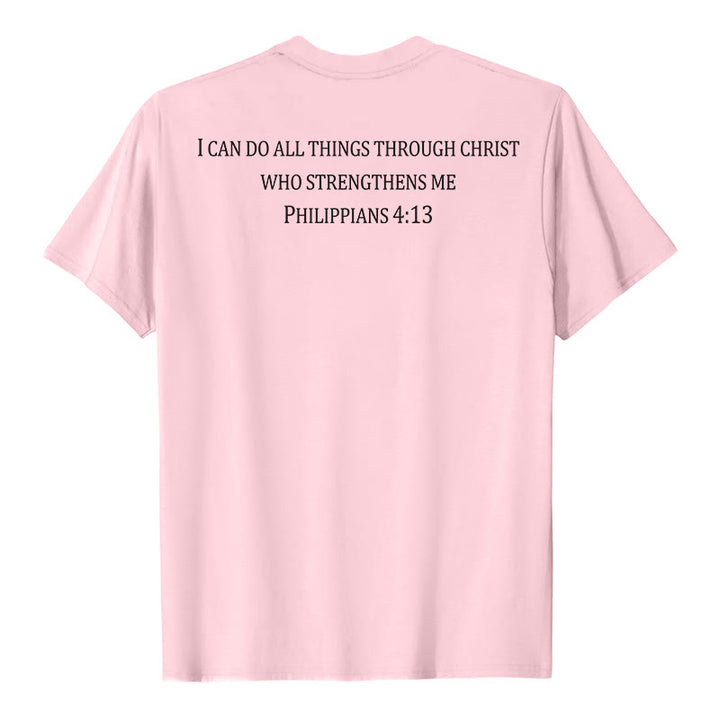Christianartworkshop Classic Strength Promise Scripture Front & Back Printed Christian Premium Short Sleeve T-Shirt - image 11