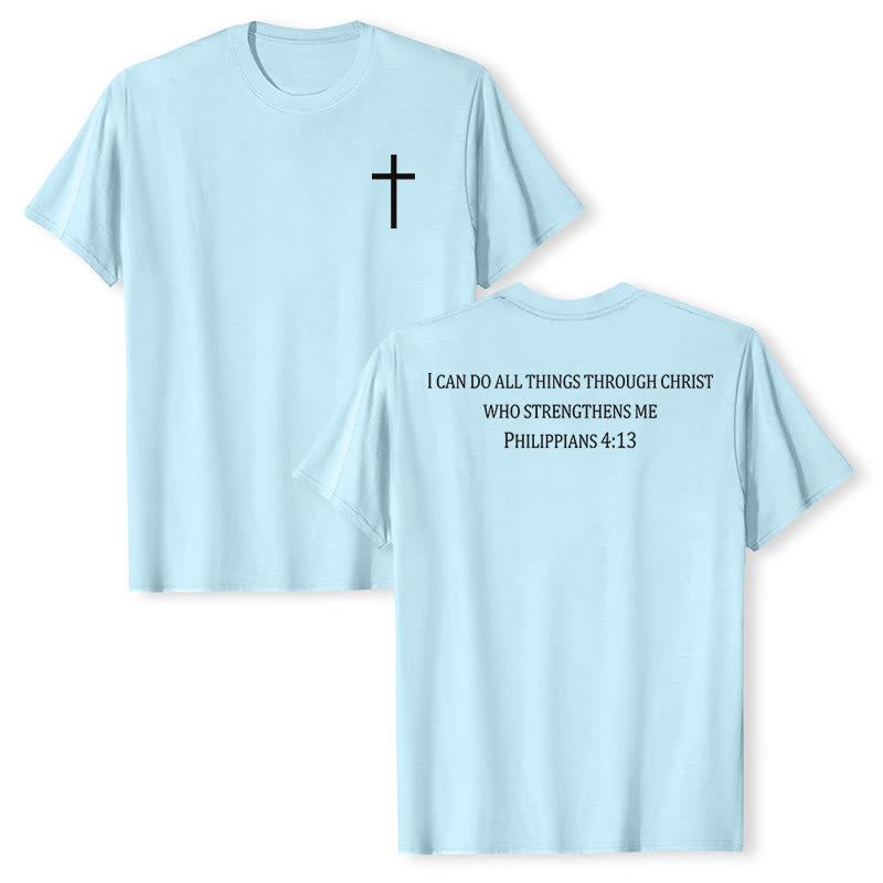 Christianartworkshop Classic Strength Promise Scripture Front & Back Printed Christian Premium Short Sleeve T-Shirt - Blue - 2XL - image 21