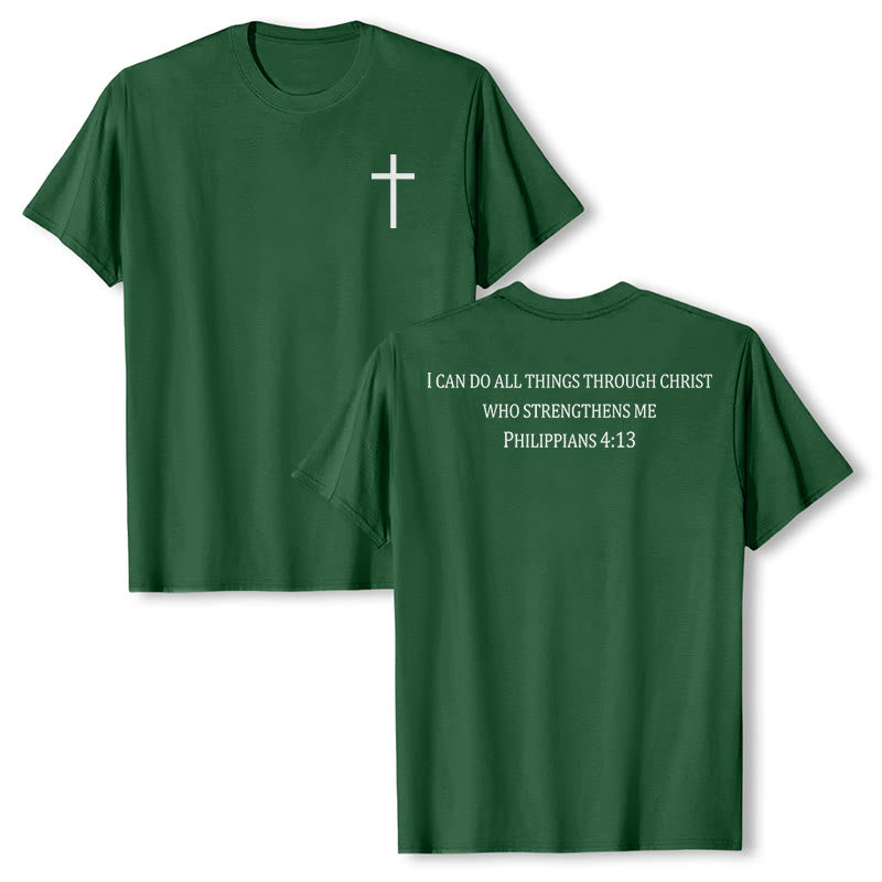Christianartworkshop Classic Strength Promise Scripture Front & Back Printed Christian Premium Short Sleeve T-Shirt - Dark Green - 2XL - image 18