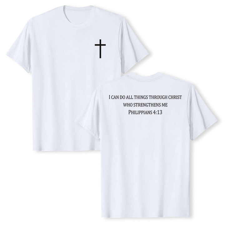Christianartworkshop Classic Strength Promise Scripture Front & Back Printed Christian Premium Short Sleeve T-Shirt - White - 2XL - image 6