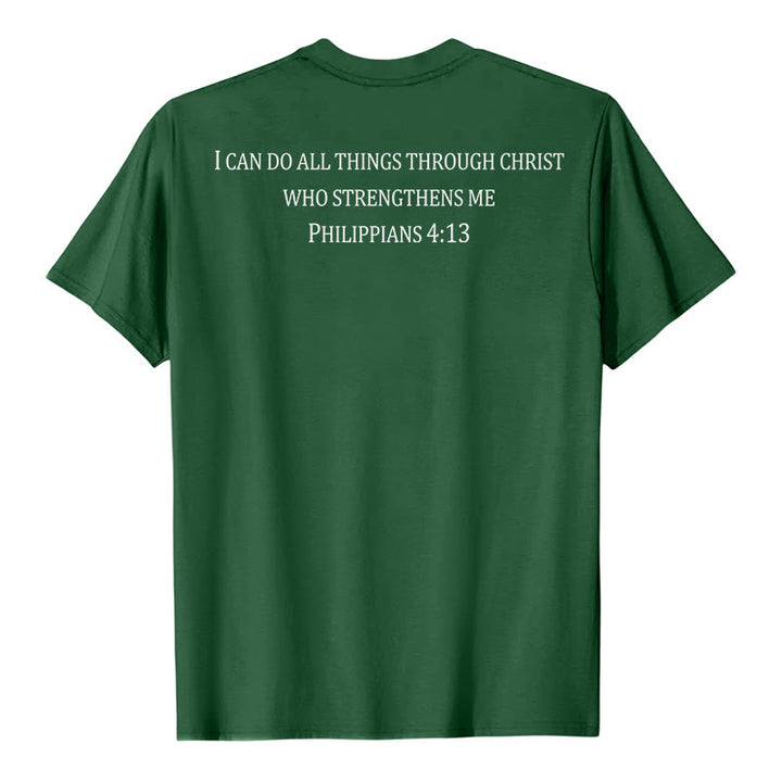 Christianartworkshop Classic Strength Promise Scripture Front & Back Printed Christian Premium Short Sleeve T-Shirt - image 20