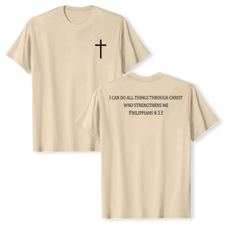 Christianartworkshop Classic Strength Promise Scripture Front & Back Printed Christian Premium Short Sleeve T-Shirt - Beige - 2XL - image 24