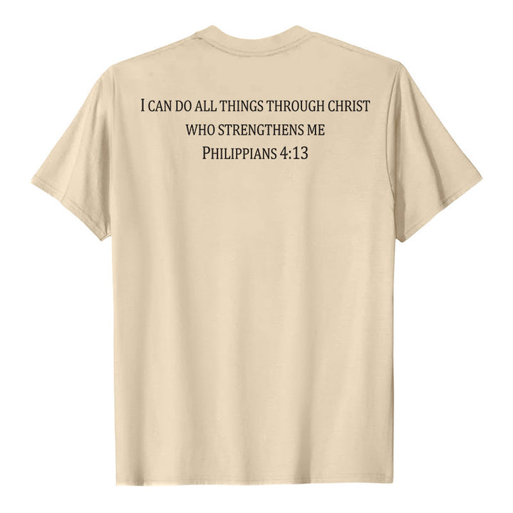 Christianartworkshop Classic Strength Promise Scripture Front & Back Printed Christian Premium Short Sleeve T-Shirt - image 26