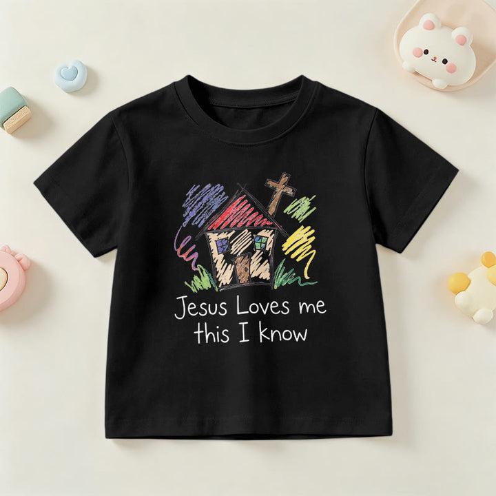 Christianartworkshop Jesus Loves Me This I Know Chapel Cross Kids Short Sleeve T-Shirt - Black - US/UK/AU 14, EU170 - image 24