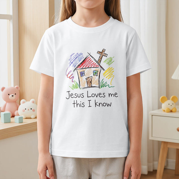 Christianartworkshop Jesus Loves Me This I Know Chapel Cross Kids Short Sleeve T-Shirt - image 17