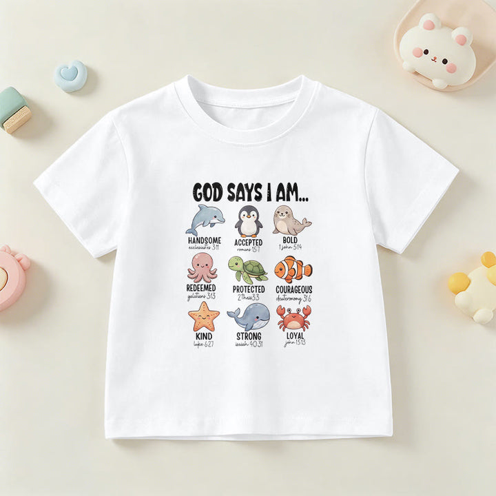 Christianartworkshop Relax Fit Whale Penguin Crab Print Faith Slogan Kids Short Sleeve T-Shirt - White - US/UK/AU 14, EU170 - image 21