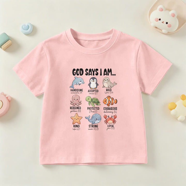 Christianartworkshop Relax Fit Whale Penguin Crab Print Faith Slogan Kids Short Sleeve T-Shirt - Pink - US/UK/AU 14, EU170 - image 15
