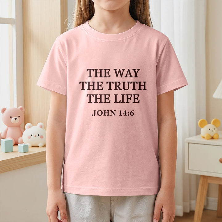 Christianartworkshop The Way The Truth The Life John 14:6 Classic Serif Text Kids Short Sleeve T-Shirt - image 23