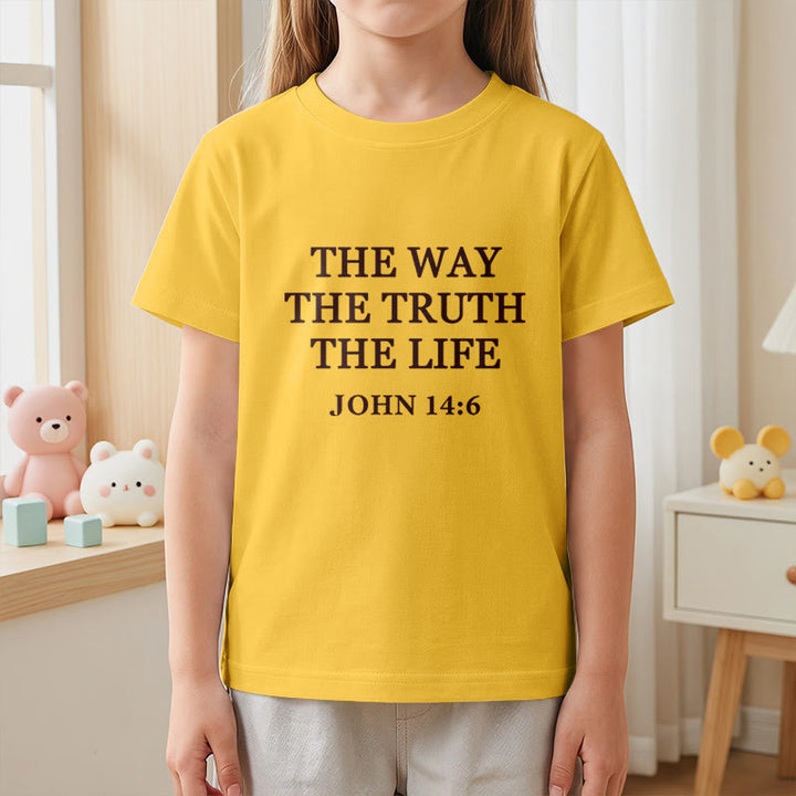 Christianartworkshop The Way The Truth The Life John 14:6 Classic Serif Text Kids Short Sleeve T-Shirt - image 8