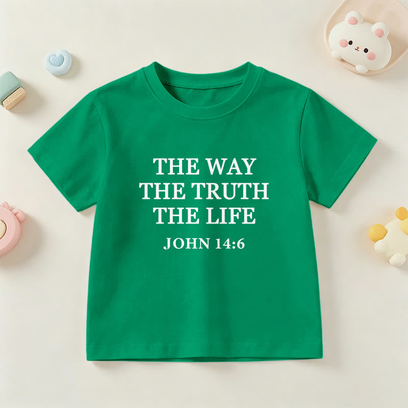 Christianartworkshop The Way The Truth The Life John 14:6 Classic Serif Text Kids Short Sleeve T-Shirt - Green - US/UK/AU 14, EU170 - image 24