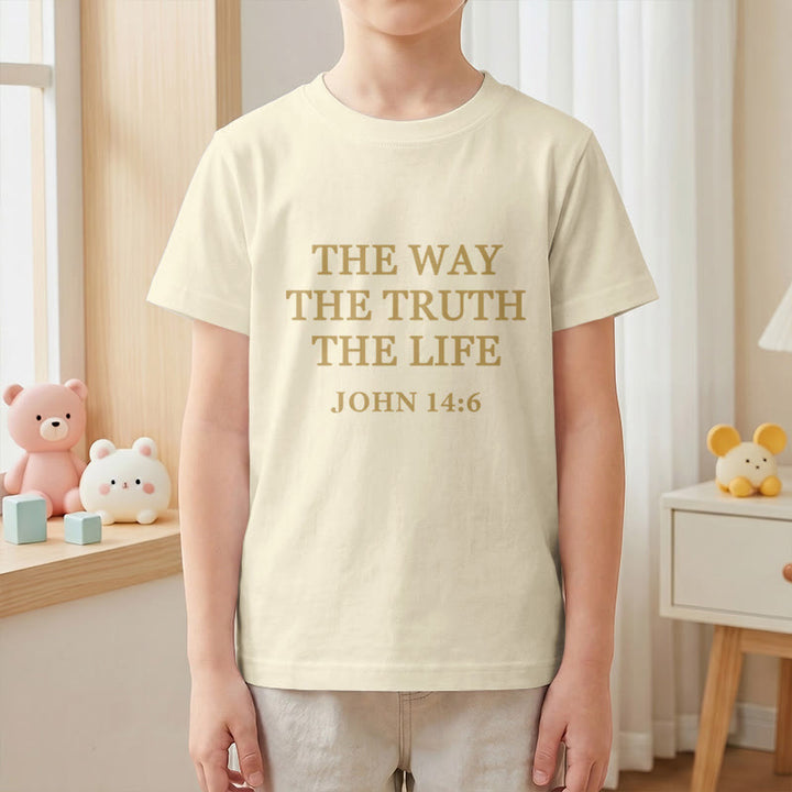 Christianartworkshop The Way The Truth The Life John 14:6 Classic Serif Text Kids Short Sleeve T-Shirt - image 13