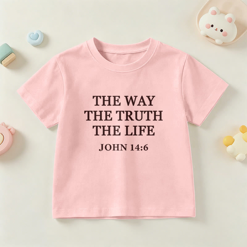 Christianartworkshop The Way The Truth The Life John 14:6 Classic Serif Text Kids Short Sleeve T-Shirt - Pink - US/UK/AU 14, EU170 - image 21