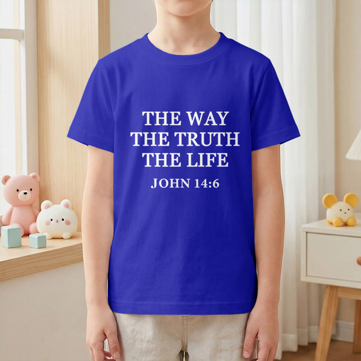 Christianartworkshop The Way The Truth The Life John 14:6 Classic Serif Text Kids Short Sleeve T-Shirt - image 28