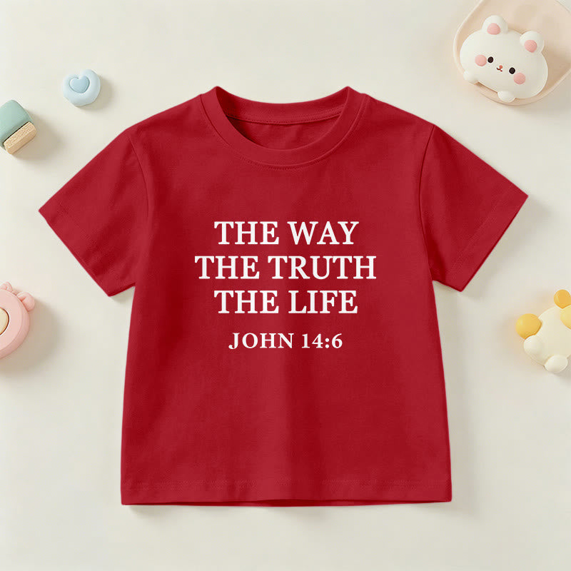 Christianartworkshop The Way The Truth The Life John 14:6 Classic Serif Text Kids Short Sleeve T-Shirt - Red - US/UK/AU 14, EU170 - image 18