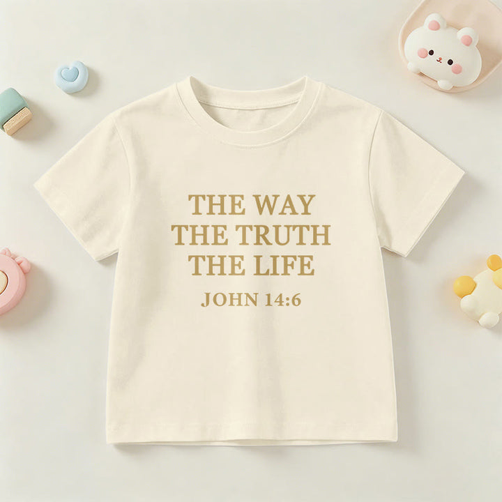 Christianartworkshop The Way The Truth The Life John 14:6 Classic Serif Text Kids Short Sleeve T-Shirt - Beige - US/UK/AU 14, EU170 - image 12