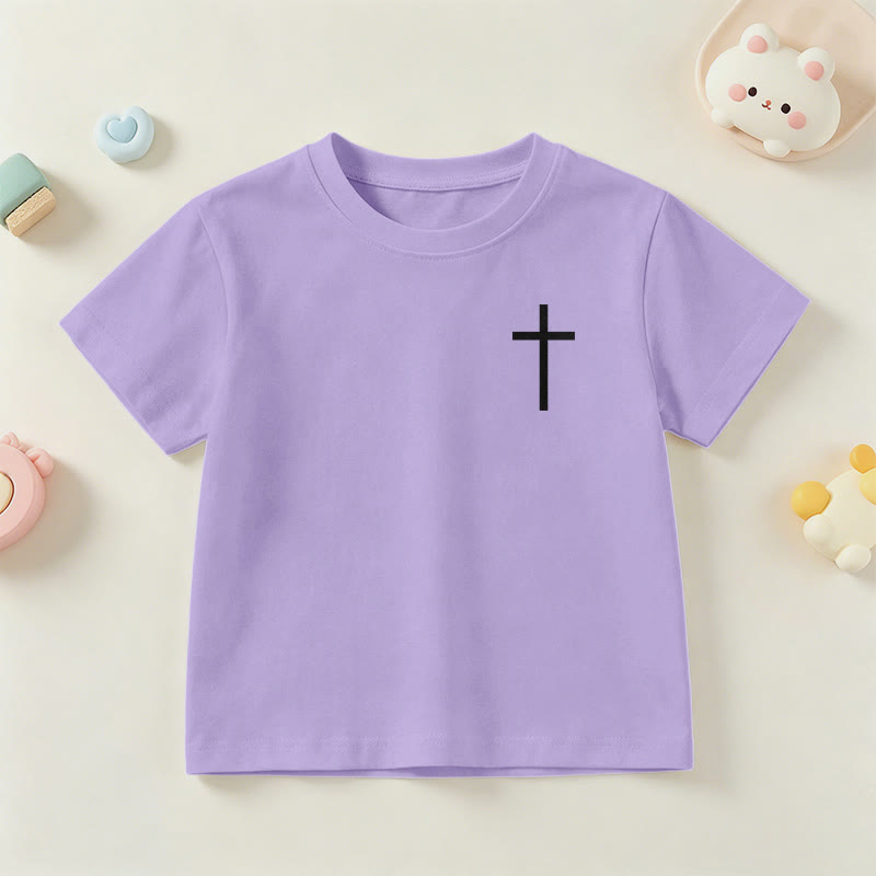 Christianartworkshop Philippians 4:13 Front Chest Cross Back Gothic Font Scripture Kids Short Sleeve T-Shirt - image 48