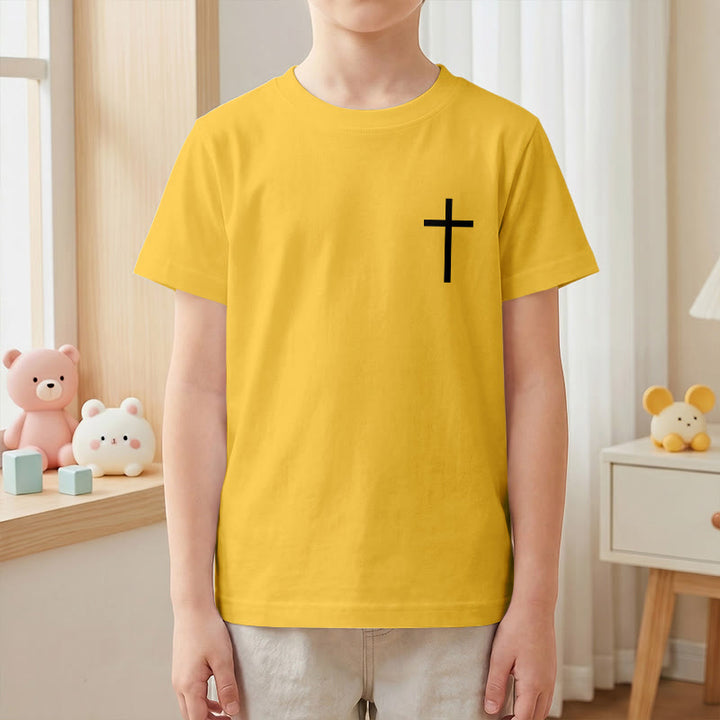 Christianartworkshop Philippians 4:13 Front Chest Cross Back Gothic Font Scripture Kids Short Sleeve T-Shirt - image 31