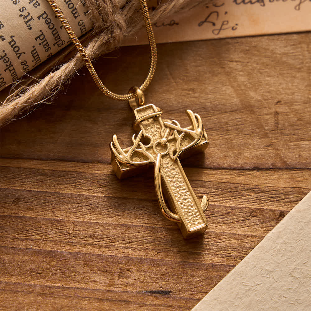 Christianartworkshop Hunting & Fishing Cross Pendant Necklace: Outdoor Faith & Spiritual Devotion - Golden - image 8